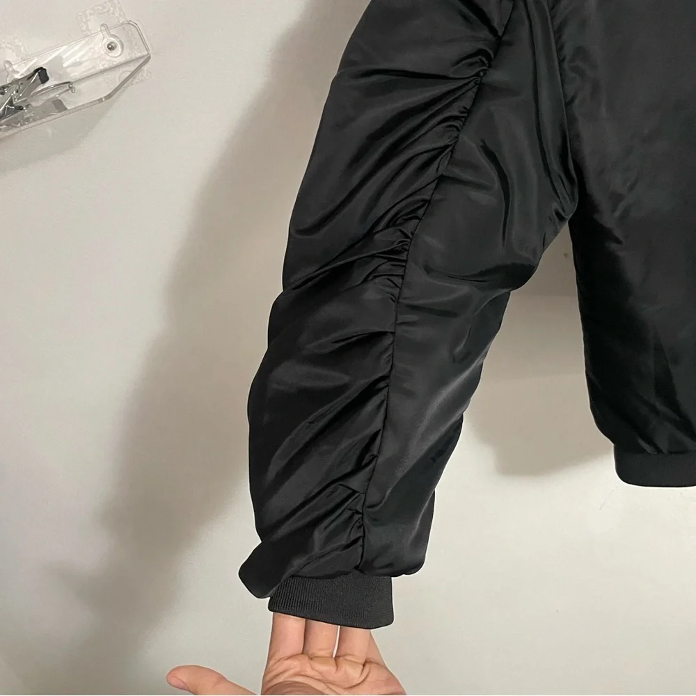 Streetwear Black Bomber Jacket Size Large - Picture 9 of 10